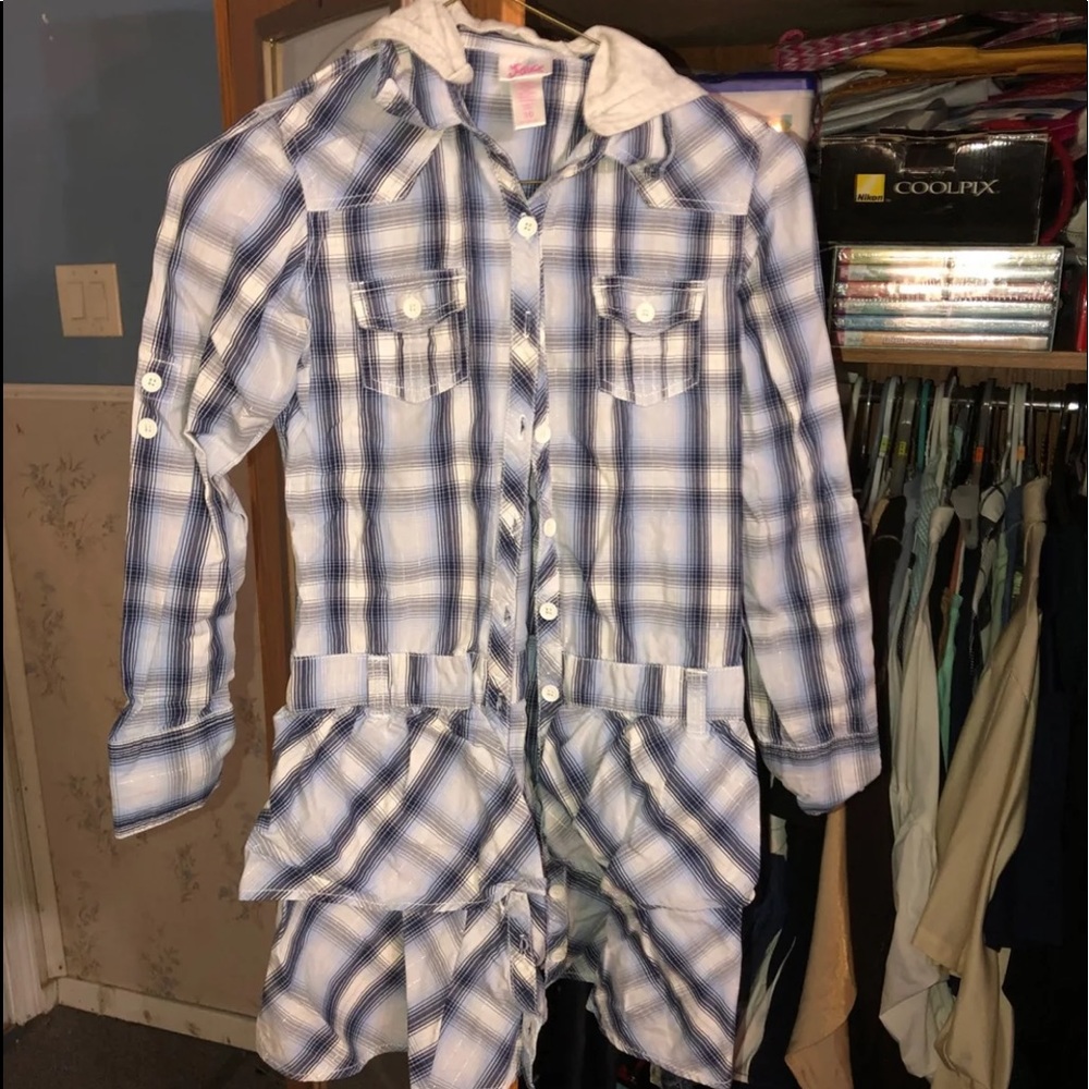 Blue and white girls Justice hooded dress